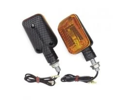 BikeMaster Universal Mini-Stalk Turn Signals -Motorcycle Equipment Store bike master universal mini stalk turn signals carbon amber