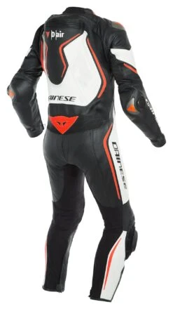 Dainese Misano 2 D-Air Perforated Race Suit -Motorcycle Equipment Store dainese misano2 d air perforated race suit black white fluo red 1