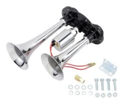Kleinn Dual Compact Horn Kit -Motorcycle Equipment Store kleinn dual compact horn kit chrome