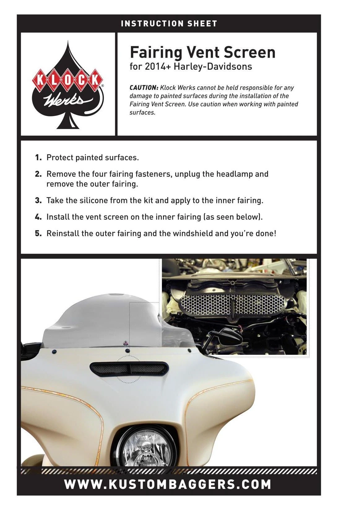 Klock Werks Batwing Fairing Vent Screen For Harley Touring 2014-2023 8 Klock Werks Batwing Fairing Vent Screen For Harley Touring 2014-2023 - Image 6