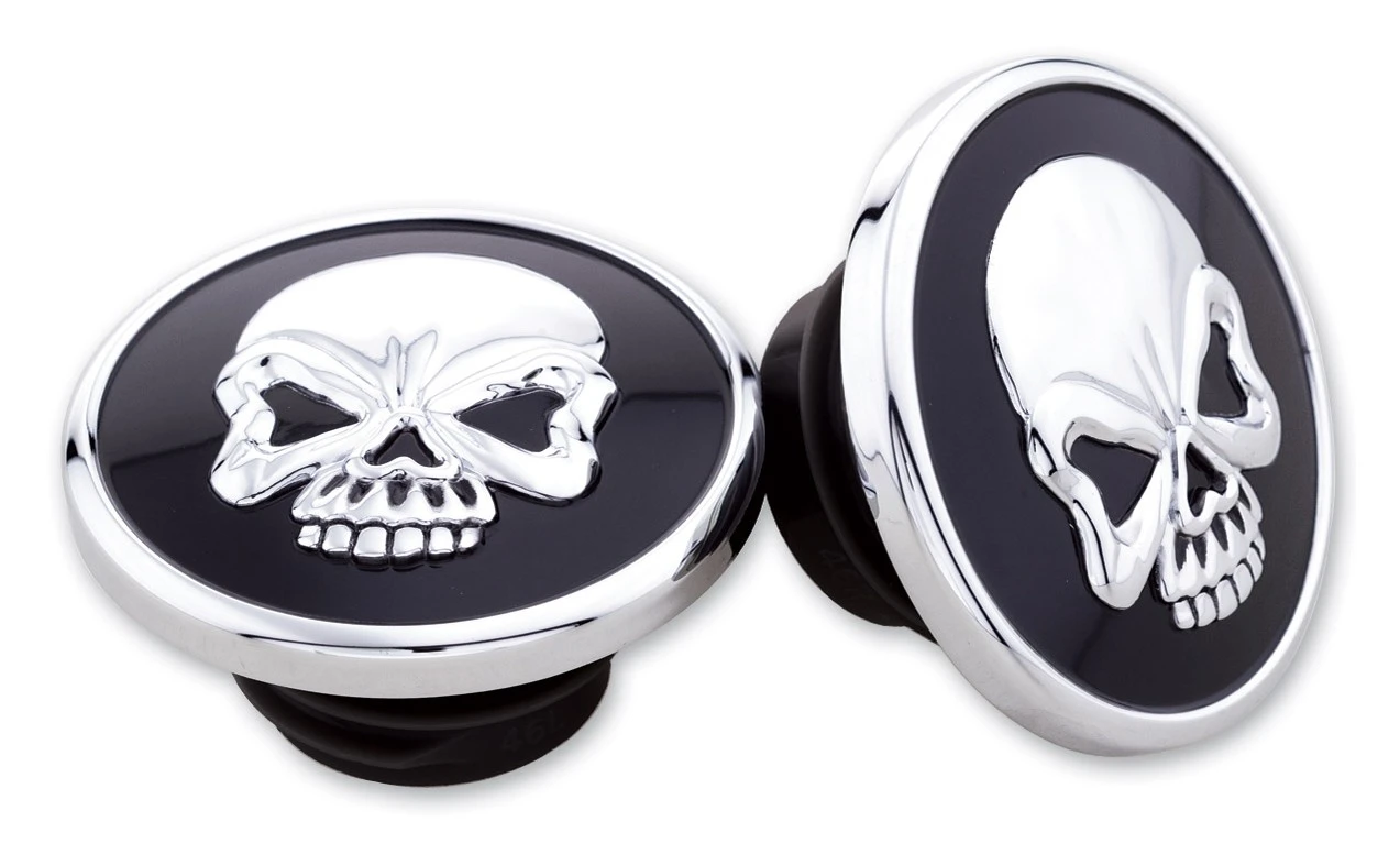 Milwaukee Twins Skull Gas Cap Set For Harley 1984-1996 3 Milwaukee Twins Skull Gas Cap Set For Harley 1984-1996