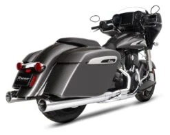 Rinehart 4" DBX40 Slip-On Mufflers For Indian 2014-2023 -Motorcycle Equipment Store rinehart4 in dbx40 slip on exhaust indian bagger touring w end caps chrome mufflers with chrome end caps
