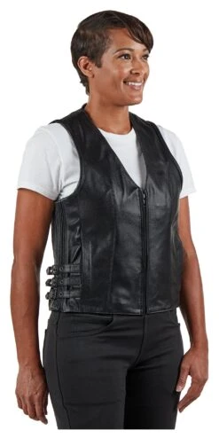 Street & Steel Nightstar Women's Leather Vest -Motorcycle Equipment Store street steel nightstar womens leather vest 4